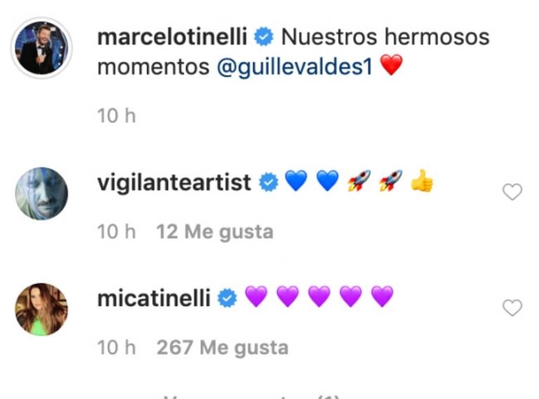 Marcelo Tinelli compartió una romántica postal con Guillermina Valdés: "Nuestros hermosos momentos"