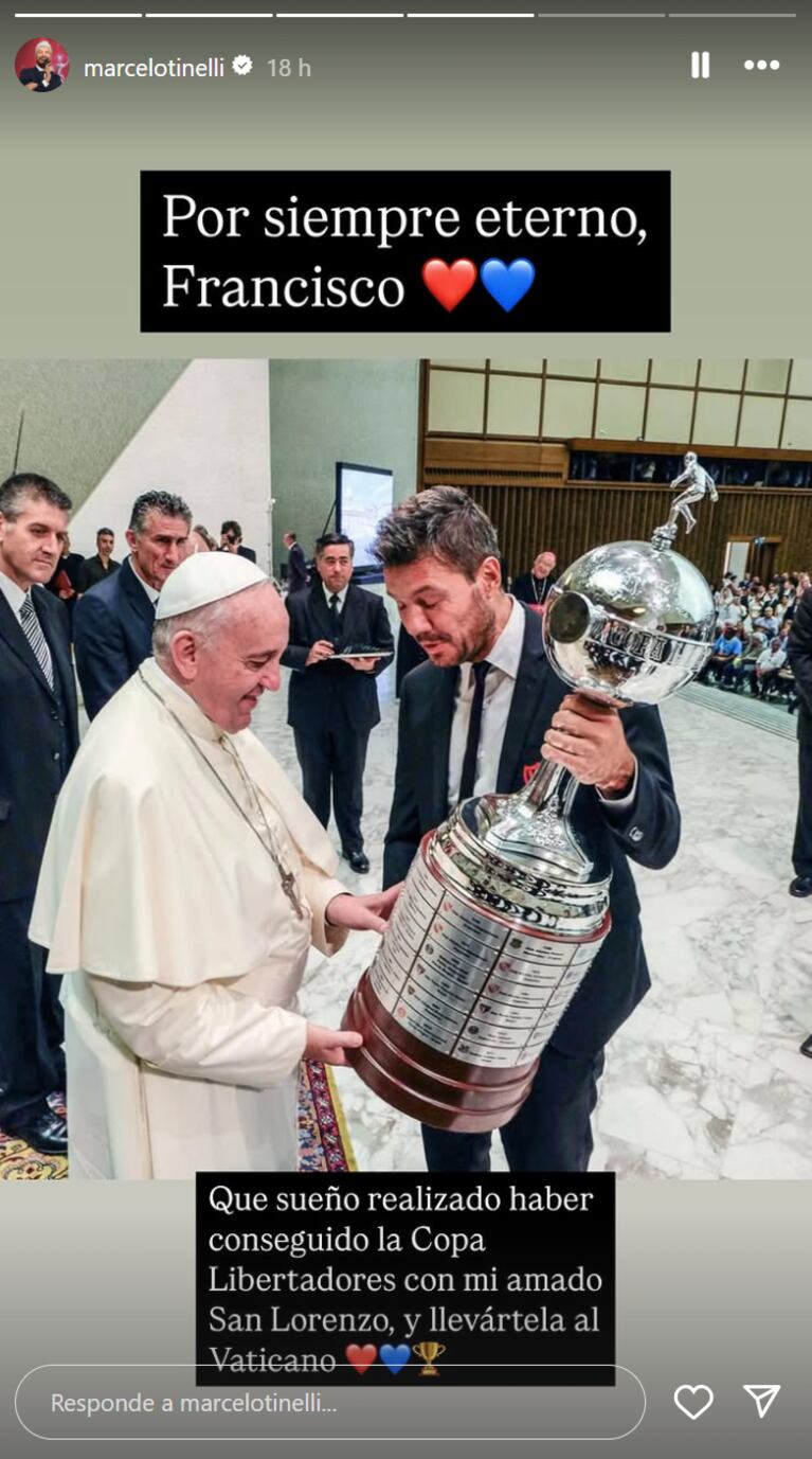 Marcelo Tinelli despidió al Papa Francisco. Foto: IG | marcelotinelli