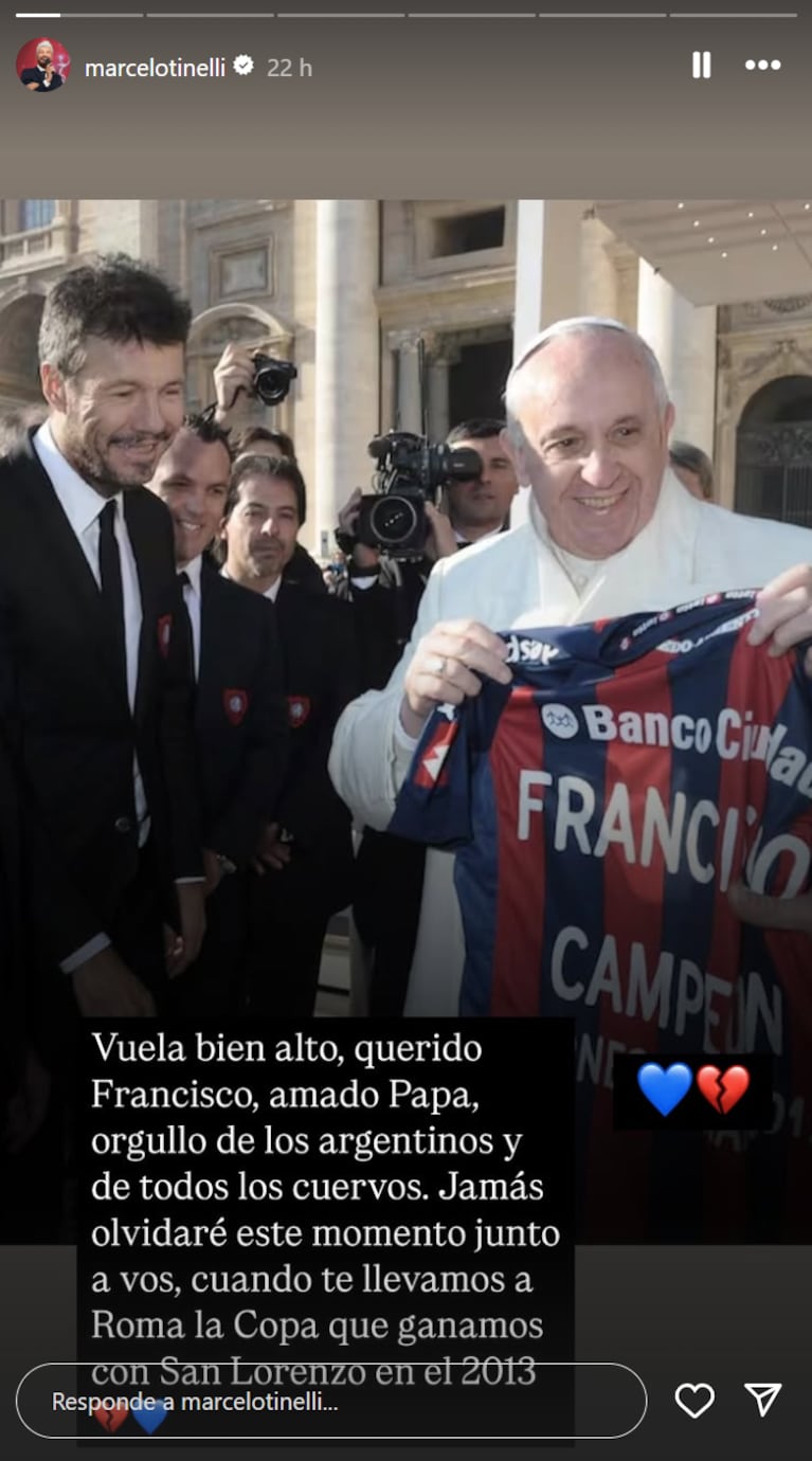Marcelo Tinelli despidió al Papa Francisco. Foto: IG | marcelotinelli