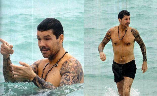 Marcelo Tinelli en el mar de Miami. (Foto: revista Gente)
