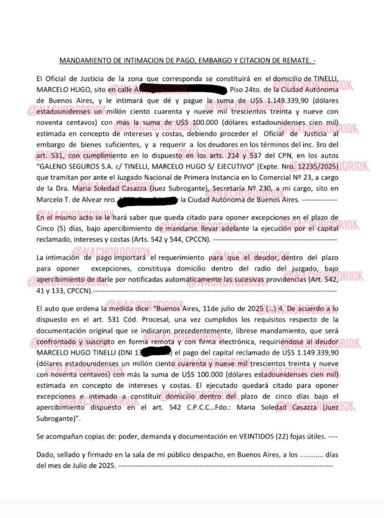 Marcelo Tinelli enfrenta un embargo millonario por su gestión en San Lorenzo. CRÉDITO: X/@NACHORODRIOK