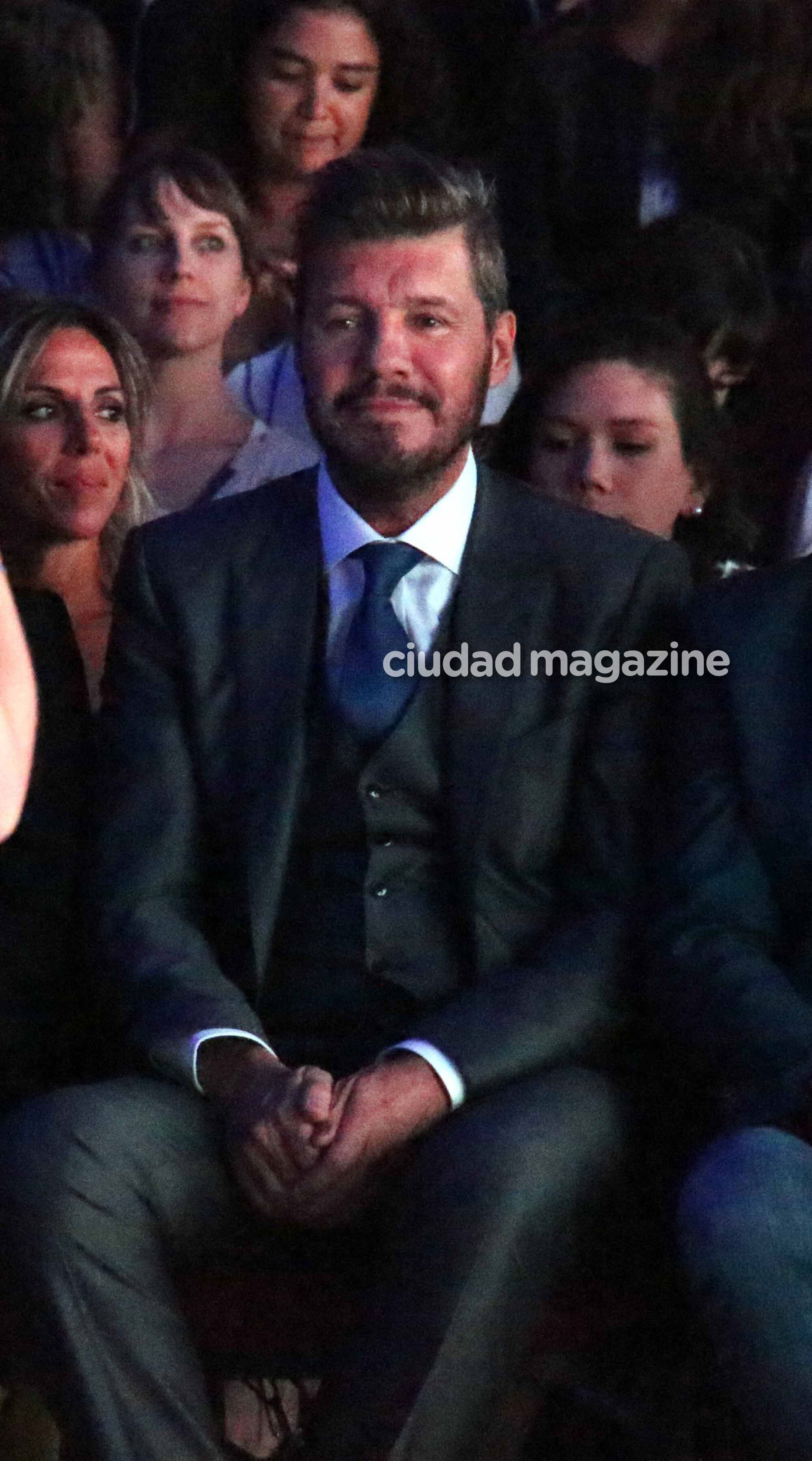 Marcelo Tinelli, espectador de lujo en el desfile de Guillermina Valdés (Movilpress)