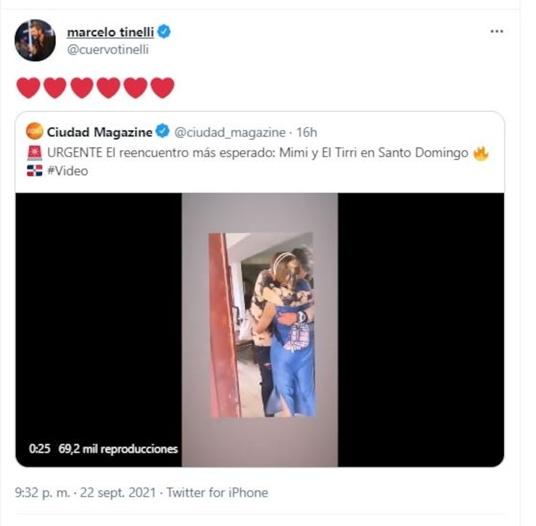 Marcelo Tinelli expresó su emoción por el reencuentro de El Tirri y Mimi Alvarado tras casi cuatro años sin verse