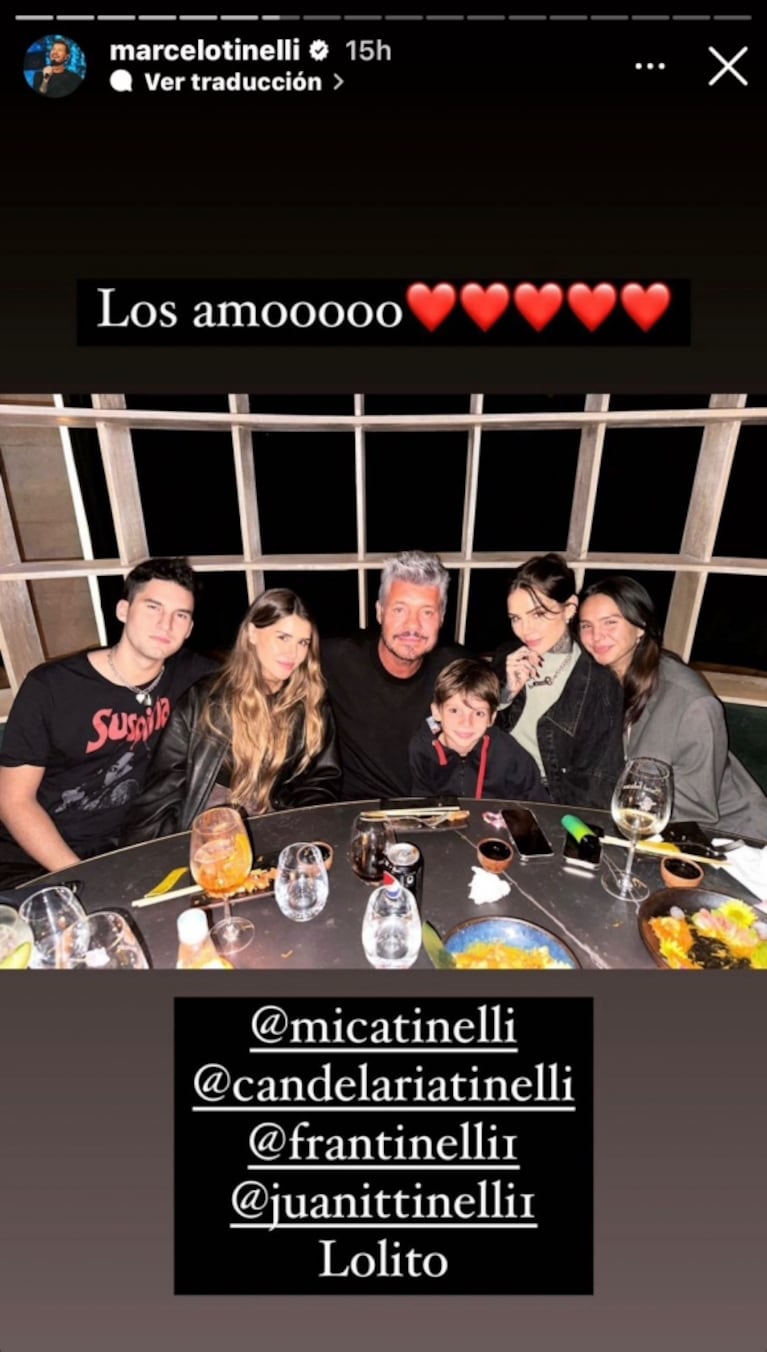 Marcelo Tinelli festejó sus 63 años con sus cinco hijos: "Los amo, noche mágica"