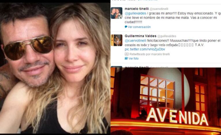 Marcelo Tinelli, Guillermina Valdés y la felicidad plena (Fotos: Web). 
