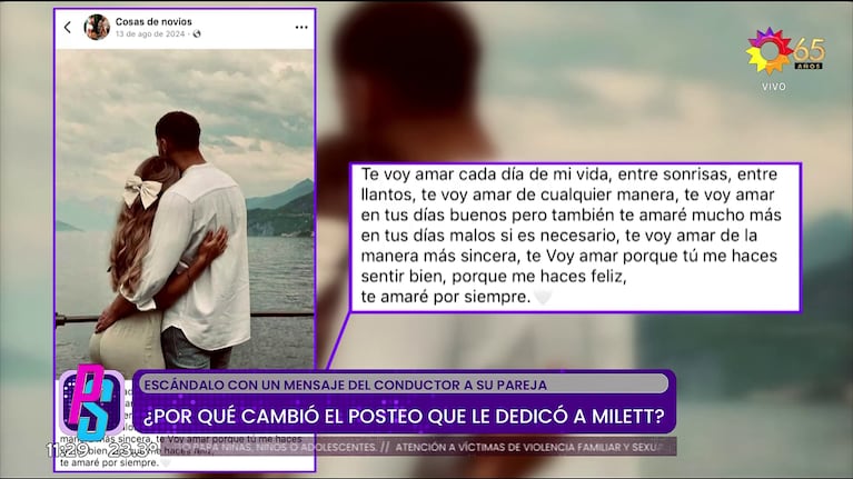 Marcelo Tinelli habría plagiado el posteo romántico que le dedicó a Milett Figueroa (Foto: captura de Puro Show).