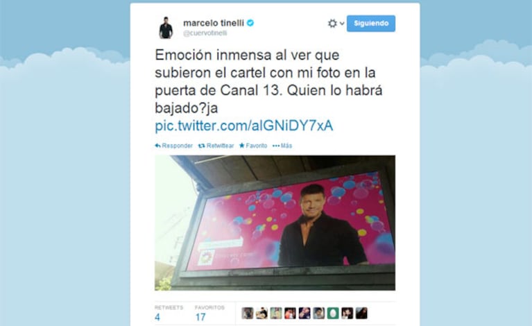 Marcelo Tinelli, la alegría por su vuelta a la televisión… y una chicana con humor (Foto: Twitter)