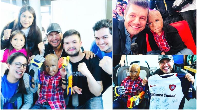 Marcelo Tinelli le cunplió el segundo sueño a Maxi: tener dedos (Fotos: Instagram y Twitter)