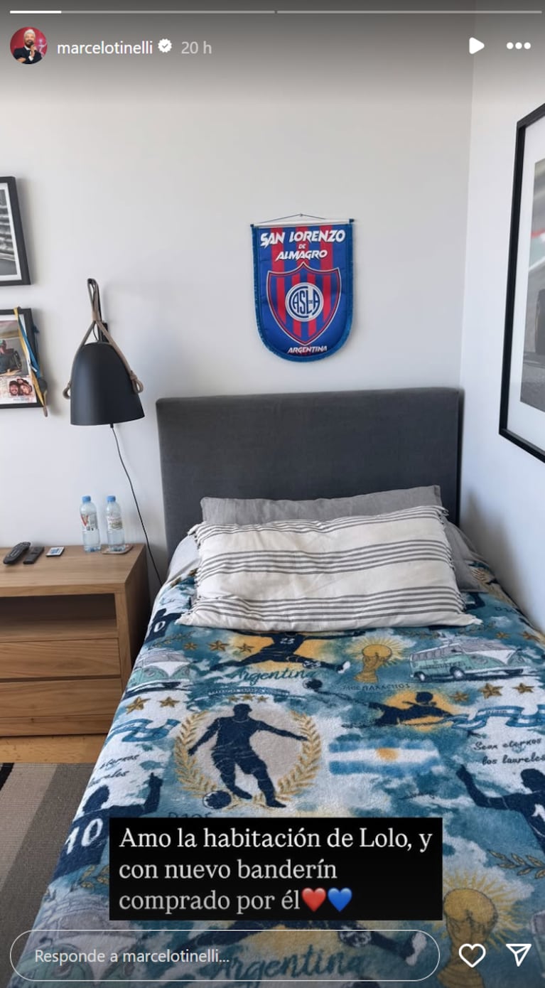 Marcelo Tinelli mostró la habitación de su hijo, Lolo Tinelli. Foto: IG | marcelotinelli