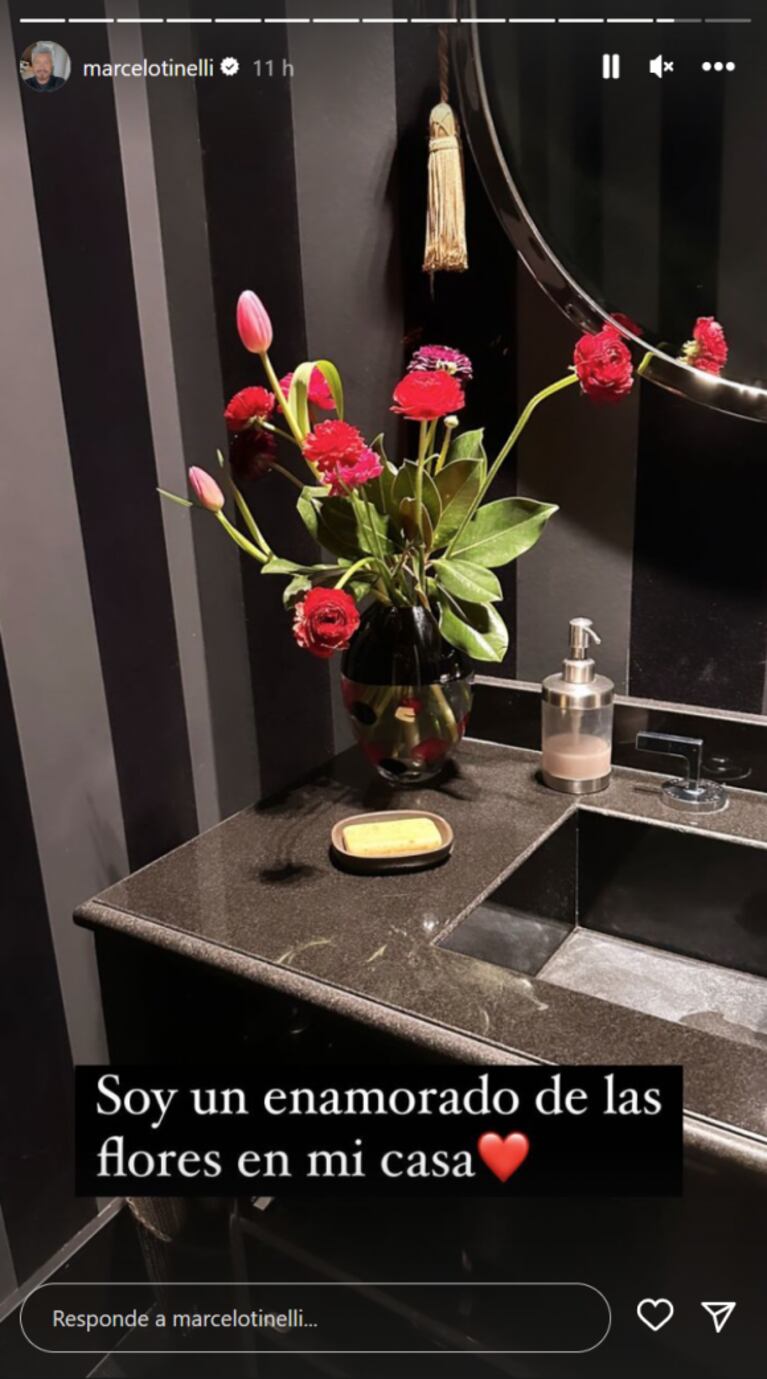 Marcelo Tinelli mostró los arreglos florales que tiene en su casa y sorprendió a todos