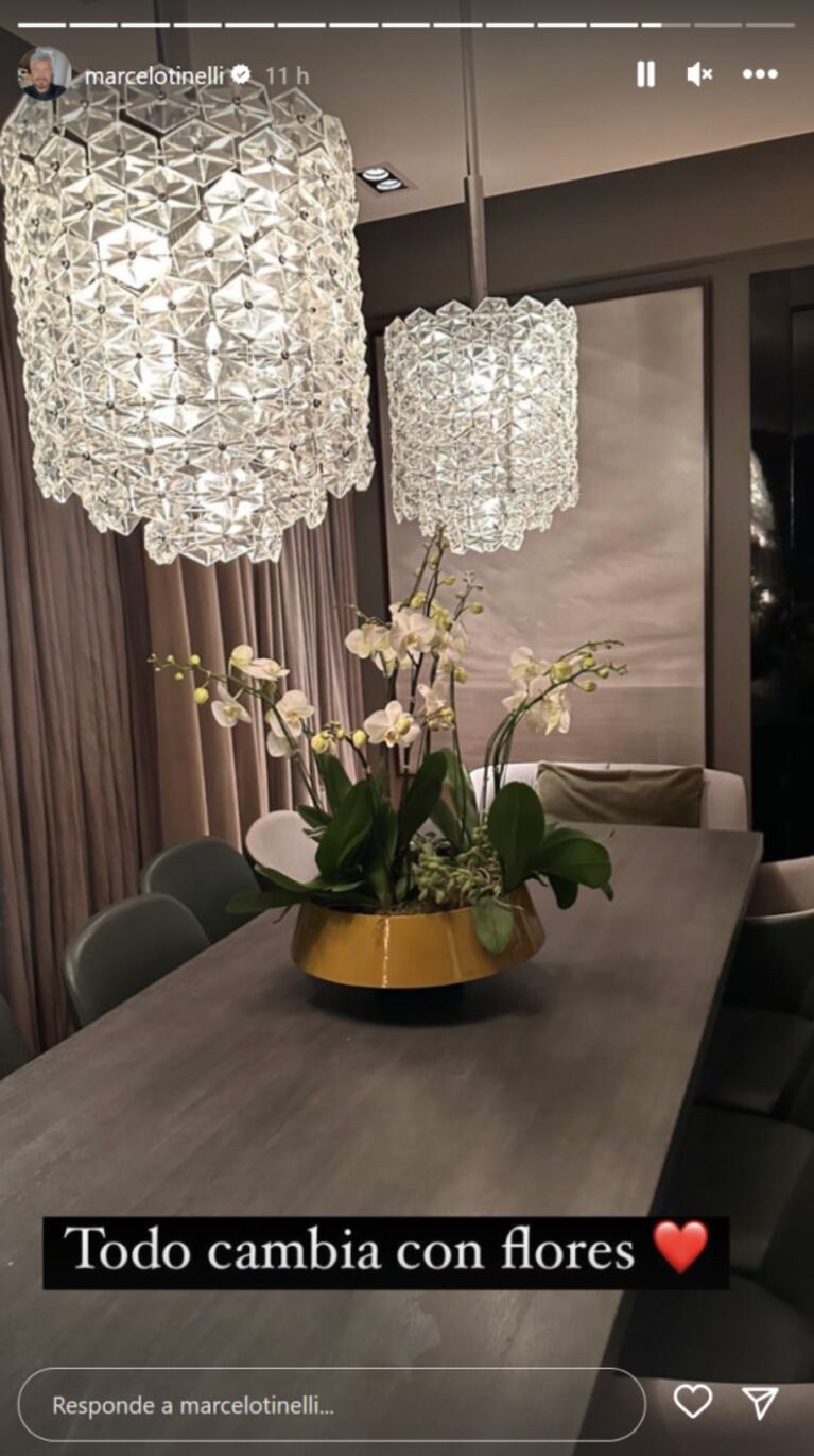 Marcelo Tinelli mostró los arreglos florales que tiene en su casa y sorprendió a todos