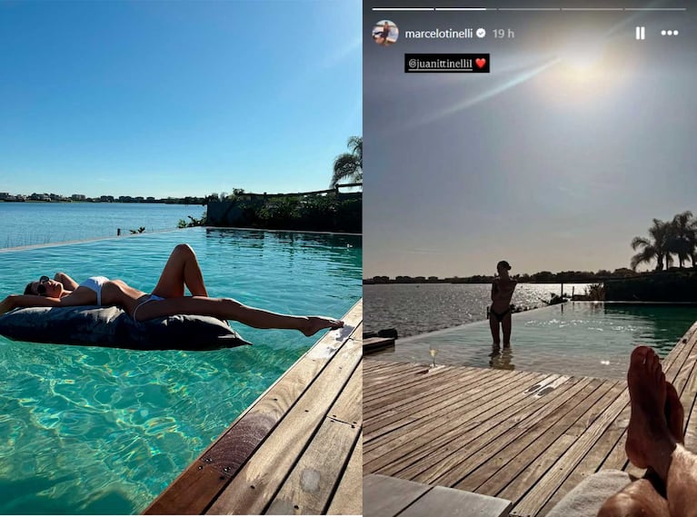 Marcelo Tinelli mostró sus vacaciones en la casa de Nordelta de Pampita (Fotos: Instagram @marcelotinelli y @pampitaoficial)