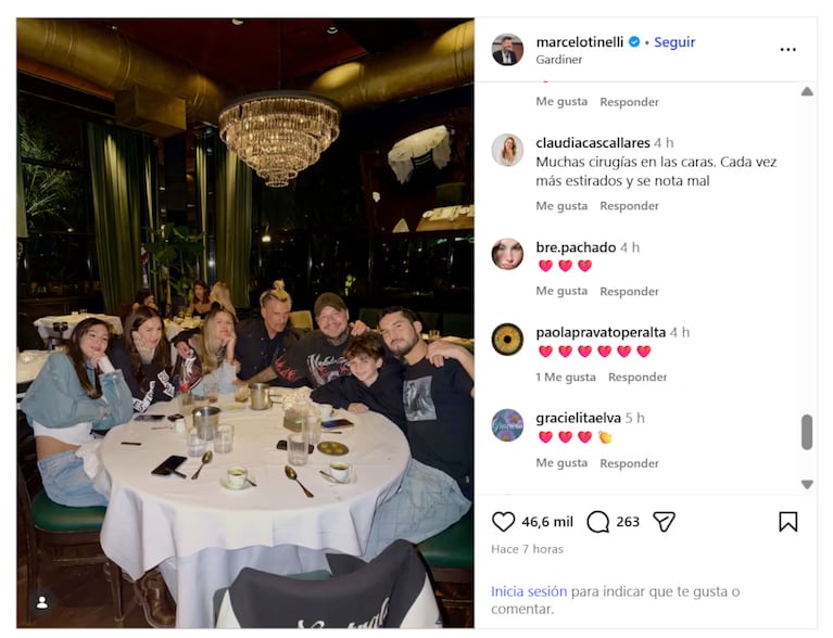 Marcelo Tinelli mostró una cena con sus hijos y un detalle en la foto desató una ola de comentarios. CRÉDITO: Instagram