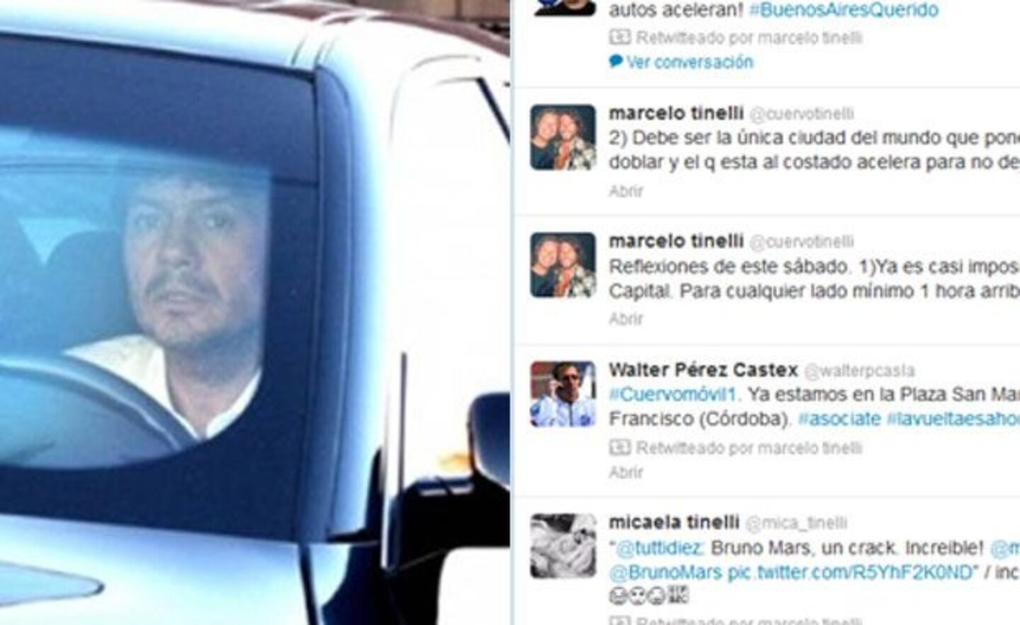 Marcelo Tinelli opinó del tránsito en Twitter. (Fotos: Web y Twitter @cuervotinelli)