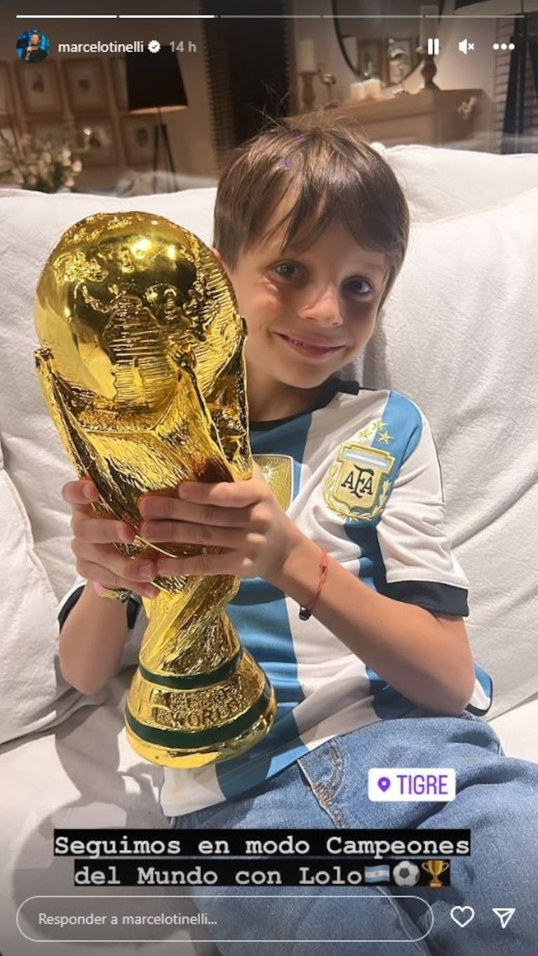 Marcelo Tinelli posó junto a Lionel Messi con la Copa del Mundo: "Te amo siempre"