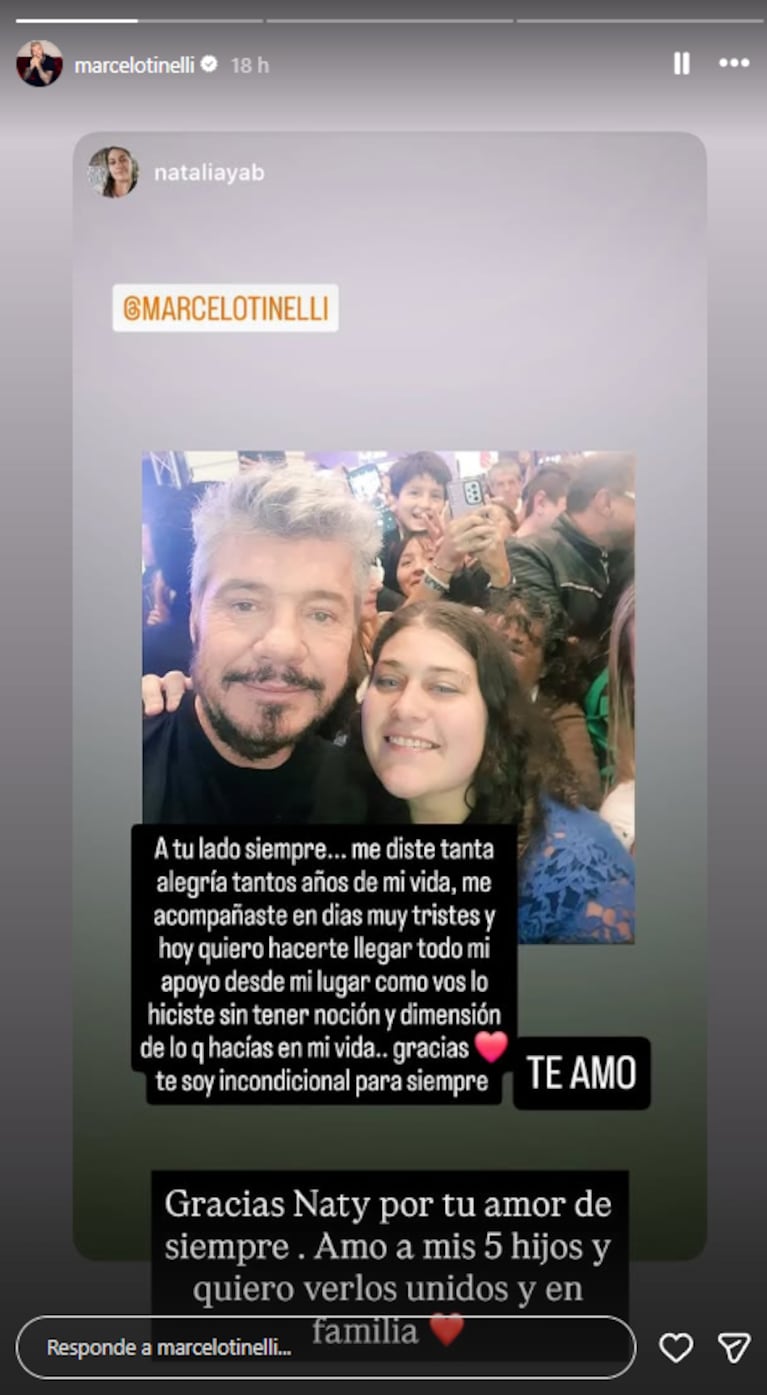 Marcelo Tinelli recibió el apoyo de sus amigos y lo compartió en redes sociales | Créditos: Instagram @marcelotinelli