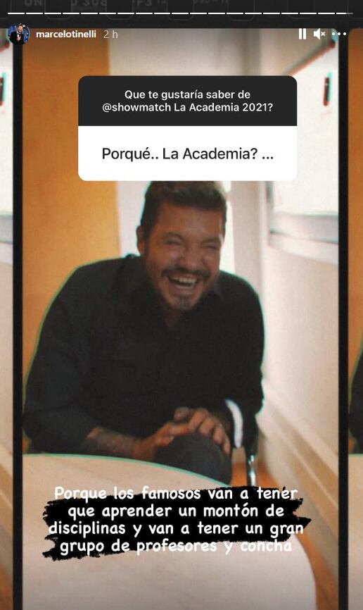 Marcelo Tinelli reveló las novedades de La Academia de ShowMatch. Foto: Instagram stories