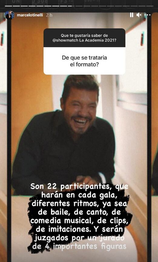 Marcelo Tinelli reveló las novedades de La Academia de ShowMatch. Foto: Instagram stories