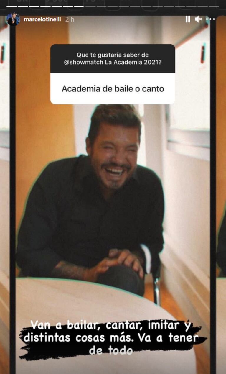 Marcelo Tinelli reveló las novedades de La Academia de ShowMatch. Foto: Instagram stories