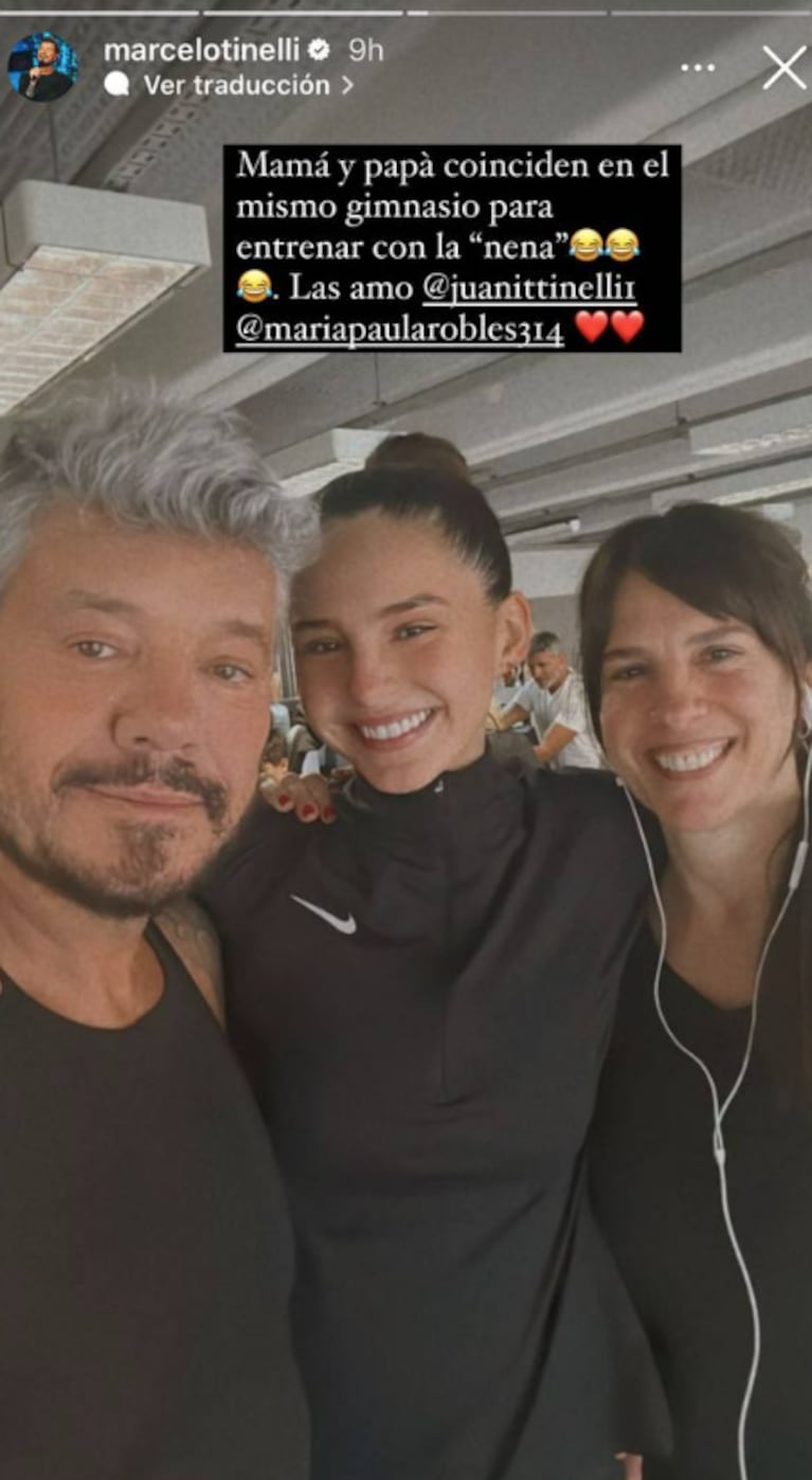 Marcelo Tinelli sorprendió al ir a entrenar con su ex Paula Robles y su hija juntos, Juanita: "Las amo"
