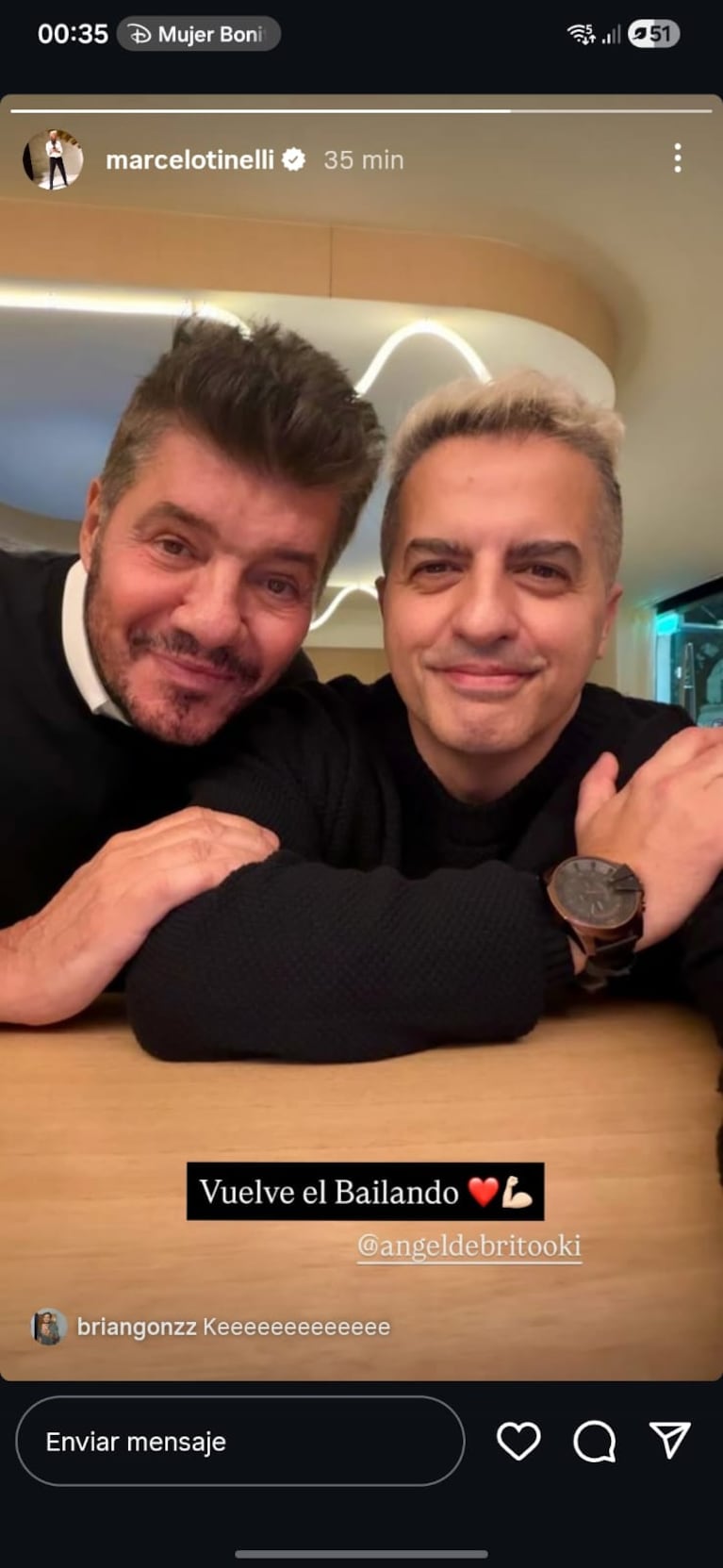 Marcelo Tinelli y Ángel de Brito (Foto: captura de Instagram/@marcelotinelli).