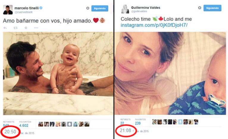 Marcelo Tinelli y Guillermina Valdés, unidos por Lorenzo. (Foto: Twitter)