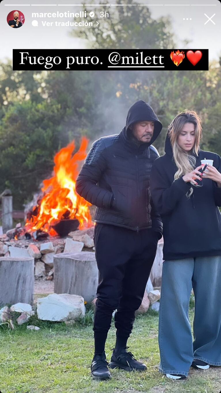 Marcelo Tinelli y Milett Figueroa en Uruguay (Foto: Instagram).