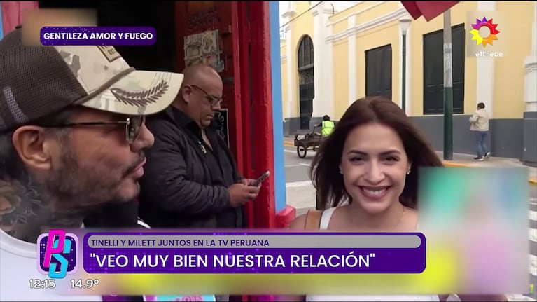 Marcelo Tinelli y Milett Figueroa reconciliados en Perú (Foto: captura de eltrece).