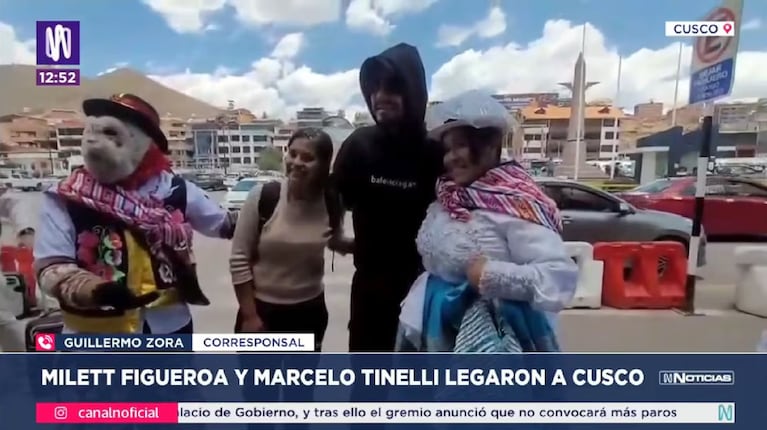Marcelo Tinelli y Milett viajaron a Cusco y bailaron la danza típica en la calle: el desopilante video | Créditos: Canal N