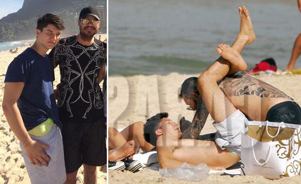 Marcelo Tinelli y su hijo Francisco, dos luchadores de jiu jitsu. (Foto: Twitter y revista Caras)