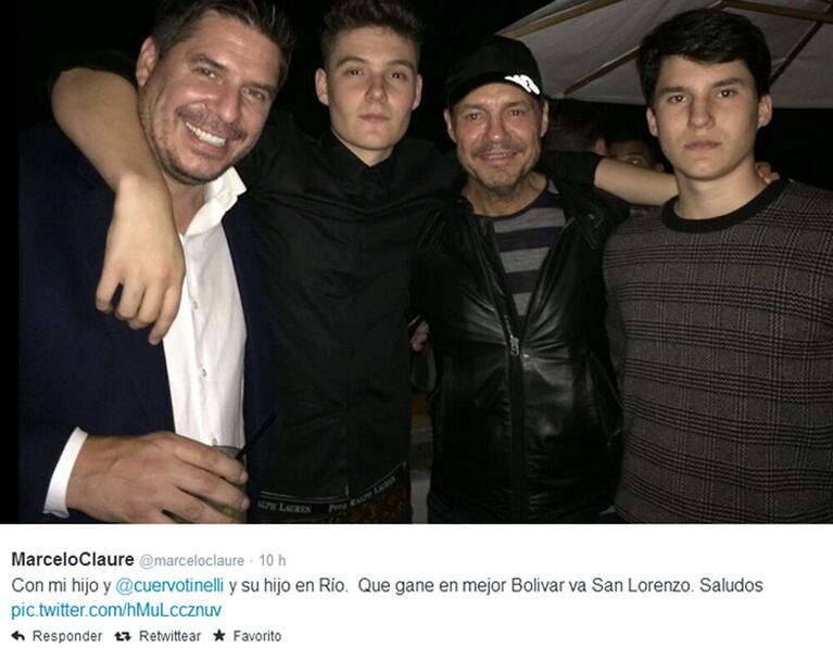 Marcelo Tinelli y sus hijos en Río esperando la final del Mundial (Foto: Twitter)