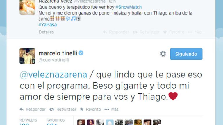 Marcelo Tinelli y un cálido mensaje para Nazarena Vélez (Fotos: Captura).