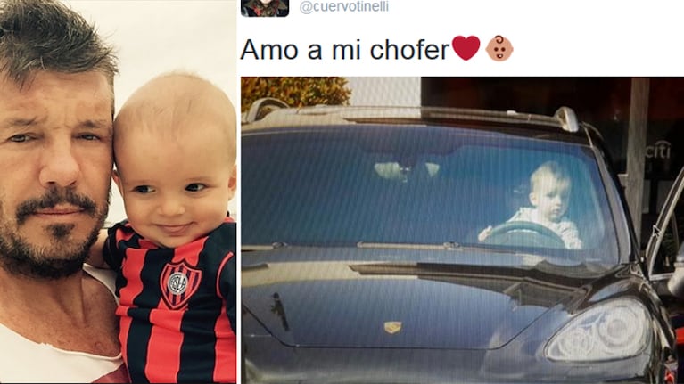 Marcelo Tinelli y un "chofer" de lujo para su súper auto: ¡mirá la carita de Lolo al volante!