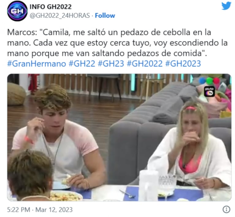 Marcos de Gran Hermano 2022 se hartó y le cortó el rostro a Camila : "Apunta a todos lados"