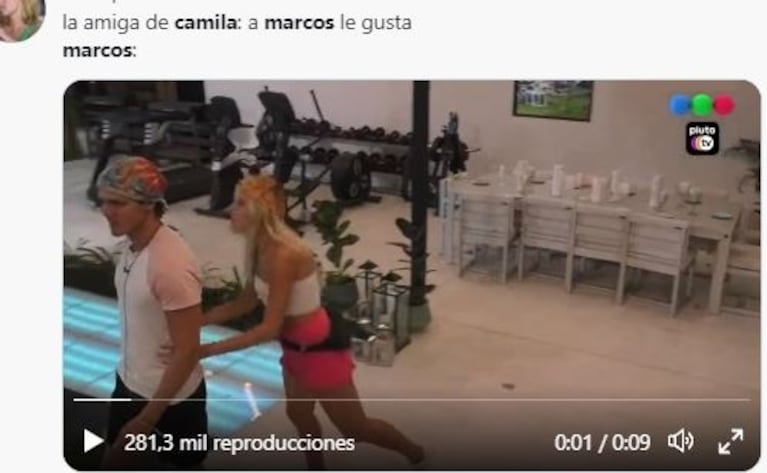 Marcos de Gran Hermano se hartó de que Camila lo persiga y se la sacó de encima con un empujón: el video