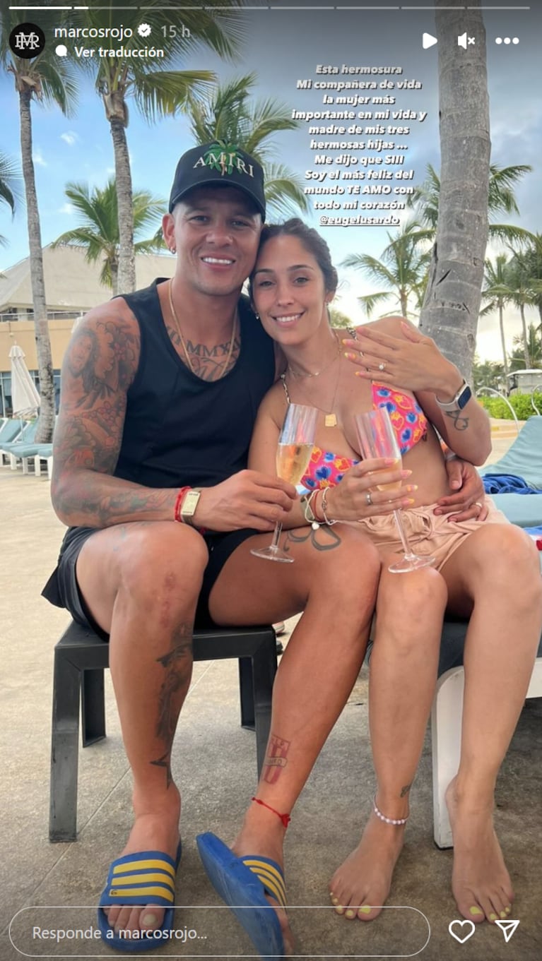 Marcos Rojo anunció su casamiento con su novia mediante un romántico posteo: “Me dijo que sí”