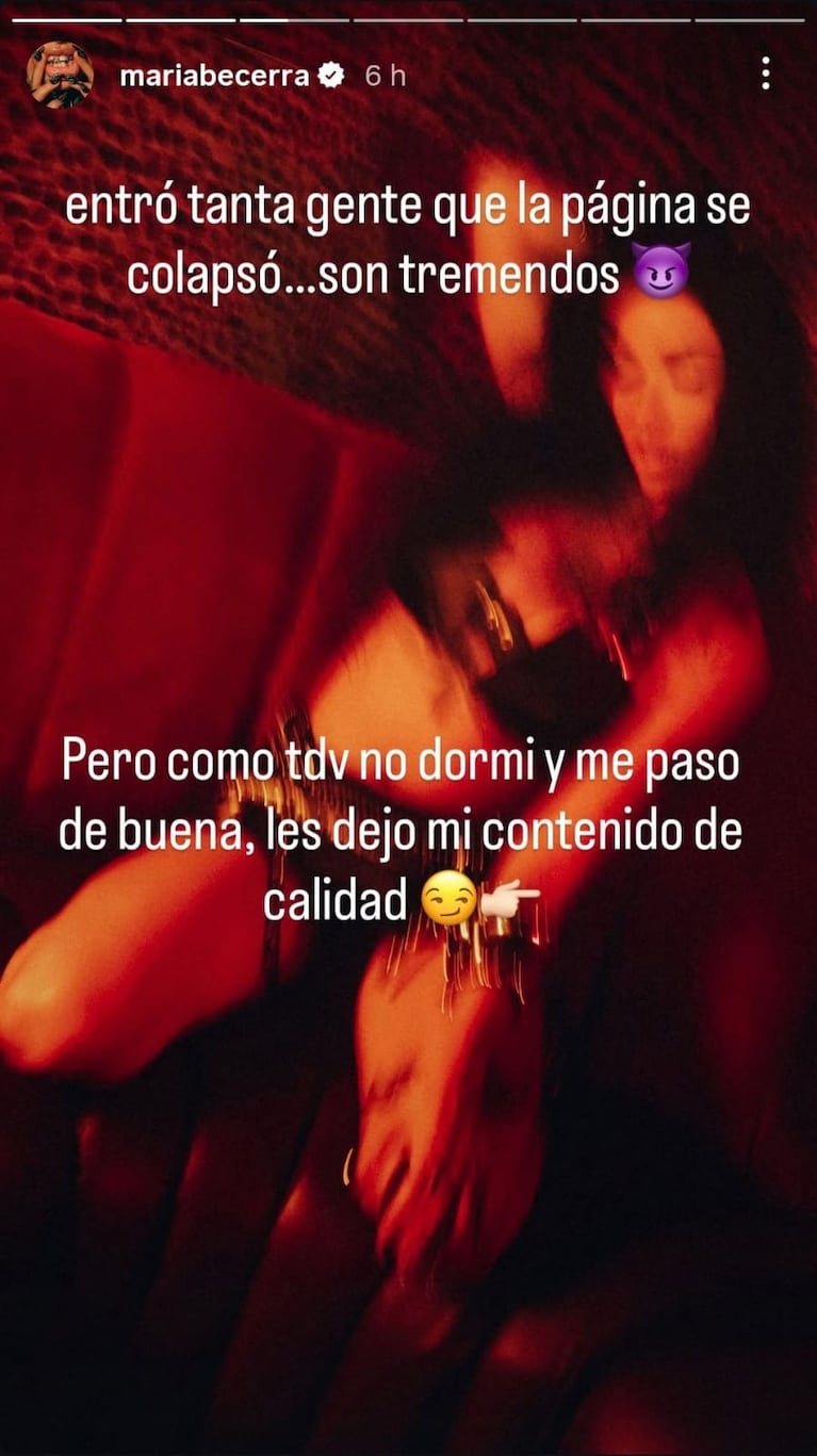 María Becerra en OlnyFans (Foto: captura de Instagram/@mariabecerra).