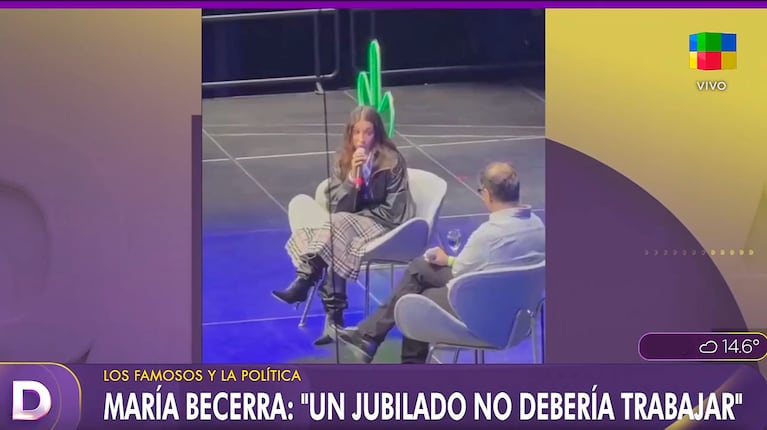 María Becerra habló ante jóvenes emprendedores y fue ovacionada: “Un jubilado no debería trabajar” (captura de América TV)