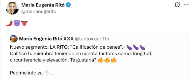 María Eugenia Ritó se reinventa con un trabajo extremo y desata polémica en redes. Crédito: X