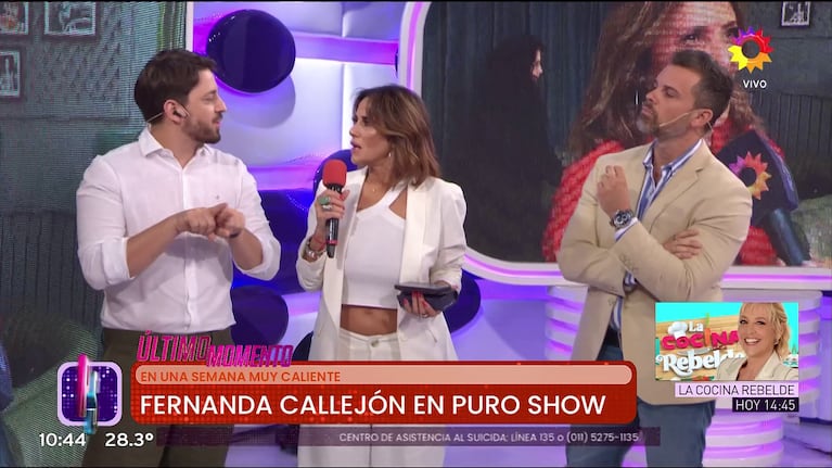 María Fernanda Callejón con Pampito y Matías Vázquez en Puro Show (Foto: captura de eltrece).