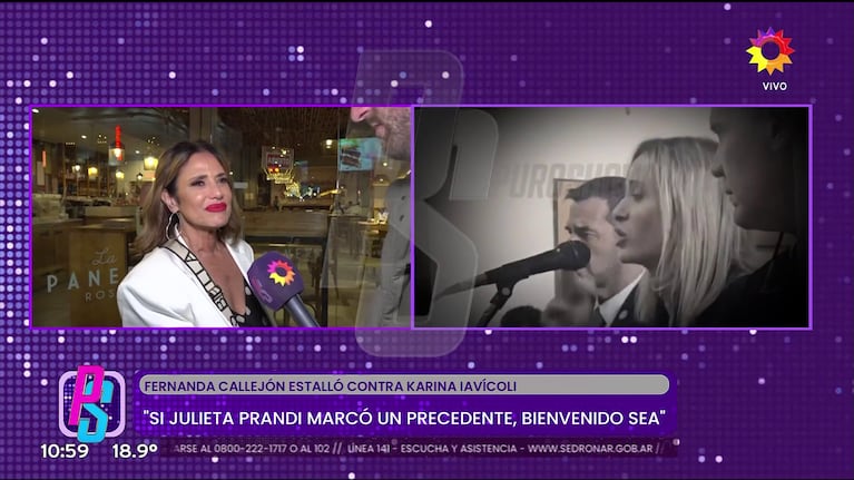 María Fernanda Callejón habló de Julieta Prandi en Puro Show (Foto: captura de eltrece).