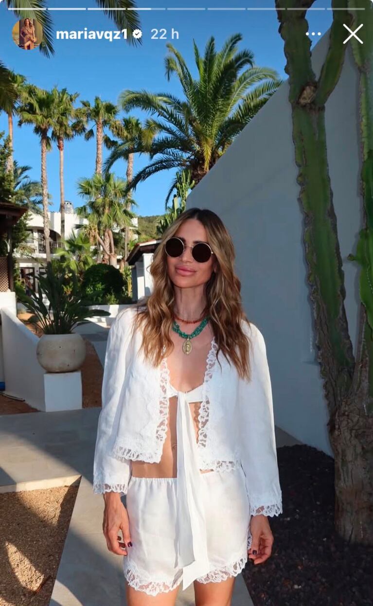 María Vázquez y su conjunto lencero en el verano europeo (Foto: Instagram/@mariavqz1).