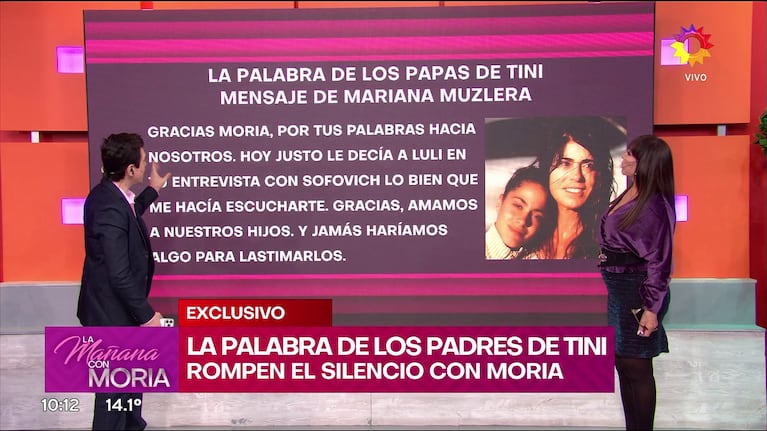 Mariana Muzlera habló por primera vez del escándalo con Tini Stoessel (Foto: captura de eltrece).