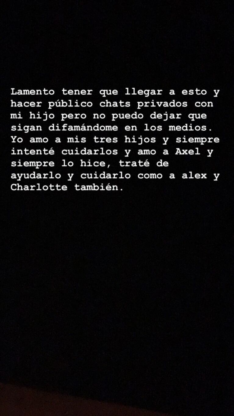 Mariana Nannis disparó contra Burlando y mostró chats privados con Axel: "¿Cómo se atreve a decir que no quiero a mi hijo?"