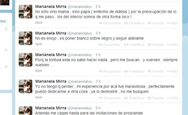 Marianela Mirra volvió a apuntar contra Rial (Foto: Captura). 