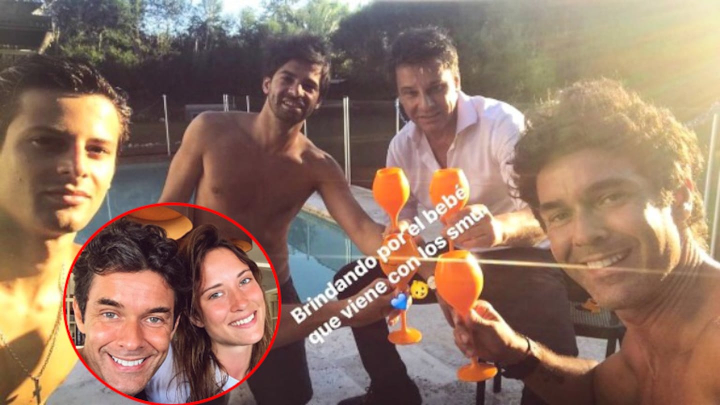 Mariano Martínez confirmó que será padre con un brindis entre amigos (Fotos: Instagram)