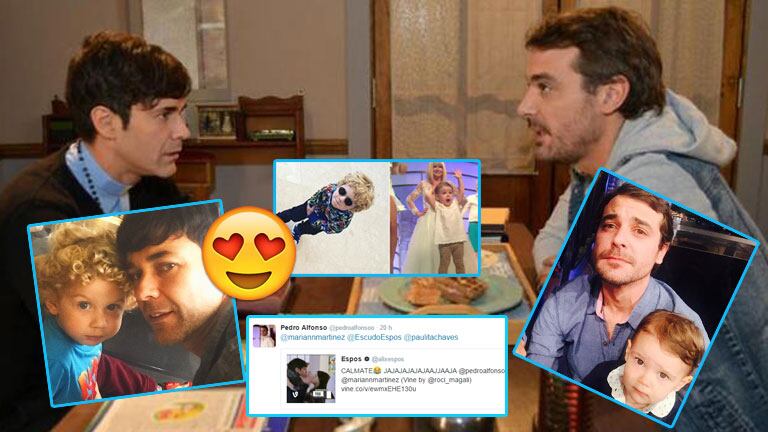 Mariano Martínez y Pedro Alfonso en un divertido intercambio de tweets por sus hijos (Fotos: Web). 