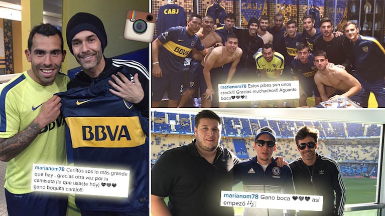 Mariano Martínez y su encuentro con Tevez en el vestuario de la Bombonera. (Foto: Instagram)