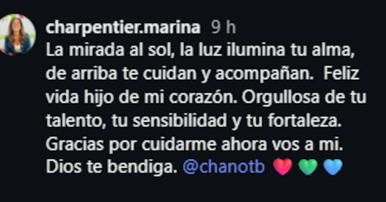 Marina Charpentier recordó a Chano con una foto de su infancia y un emotivo mensaje. Crédito: Instagram