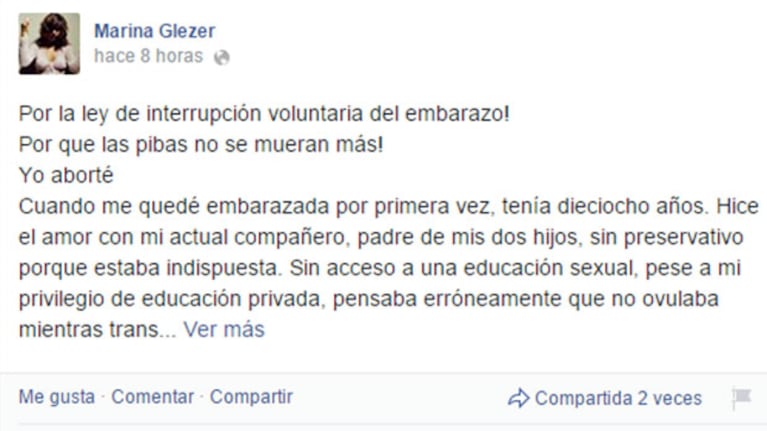 Marina Glezer, mujer de Palacios, y una carta pública sobre el aborto (Fotos: Captura).
